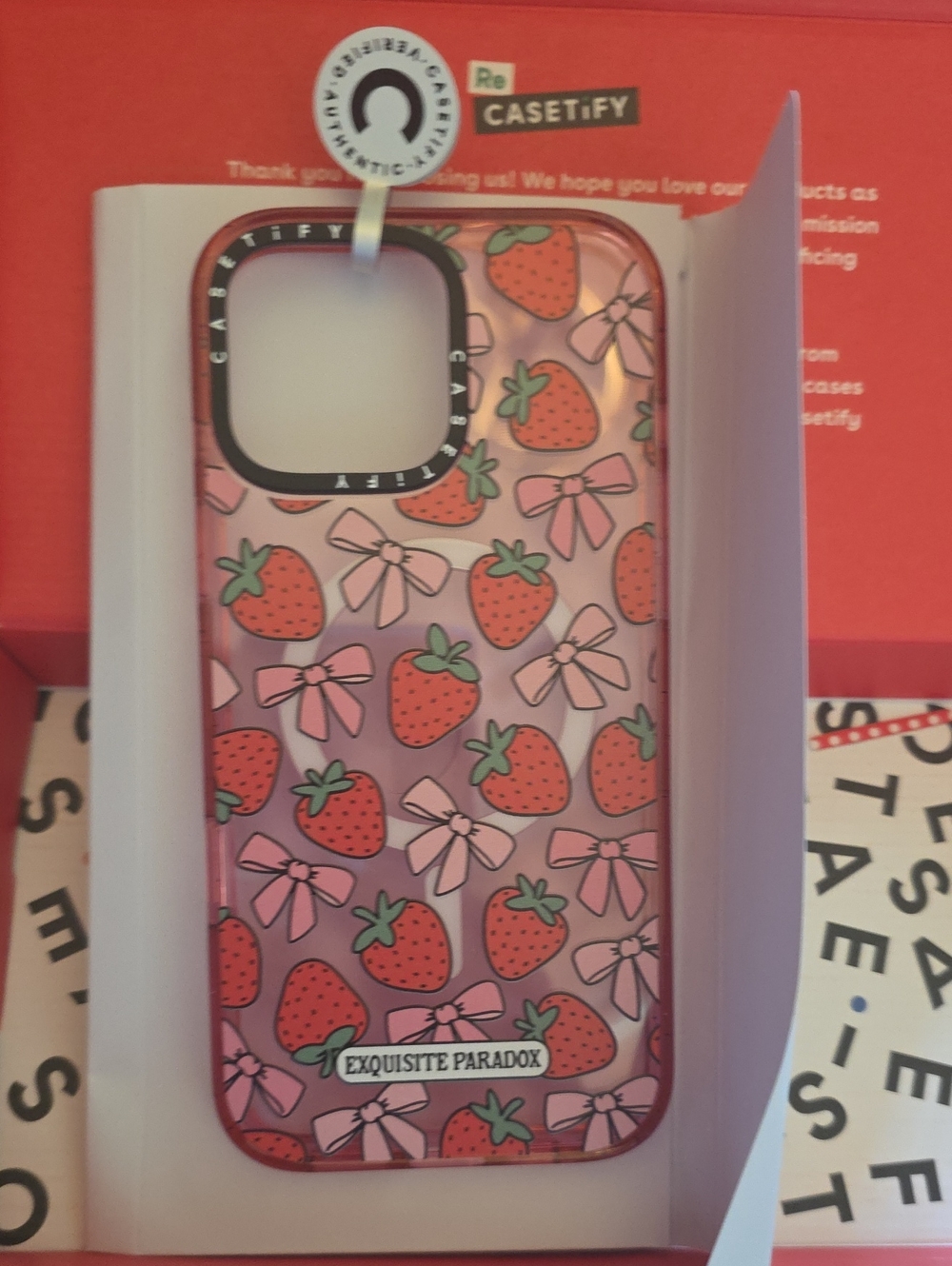 Casetify Pink Strawberry & Bow Pattern Phone Case